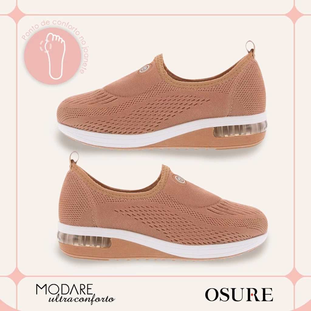 Tenis feminino ortopédico UltraComfort com amortecimento e estrutura leve lateral