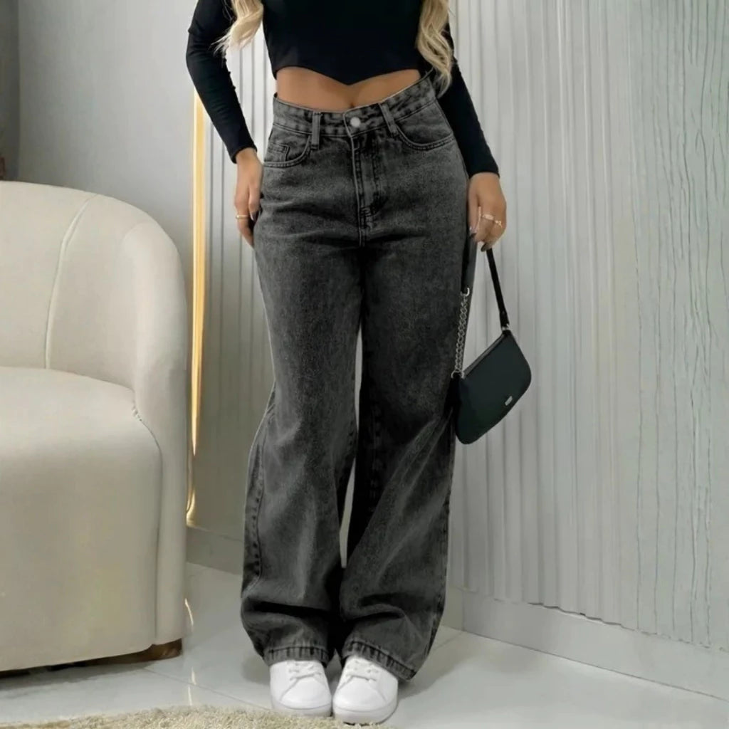 Wide Leg Jeans Premium Cintura Alta Feminina - imagem 7