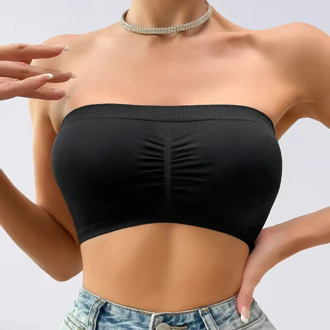 Top Sutiã LeveFit bandeau sem alças com design tubular acolchoado