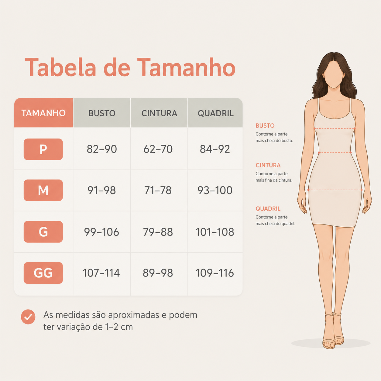 Tabela de Tamanhos Vestido Capri™ Midi Mula Manca Elegance