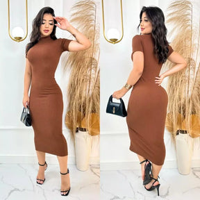 Vestido Aurora™ Midi Canelado com Mangas Elegantes - imagem 9