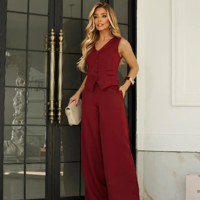 Conjunto Executive™ Alfaiataria com Colete e Calça Pantalona - imagem 9