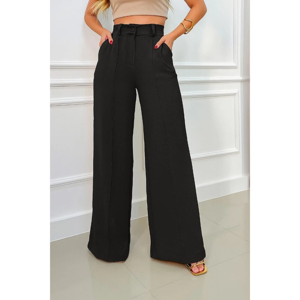 Calça Wide Leg Pantalona Duna Cintura Estruturada - imagem 6