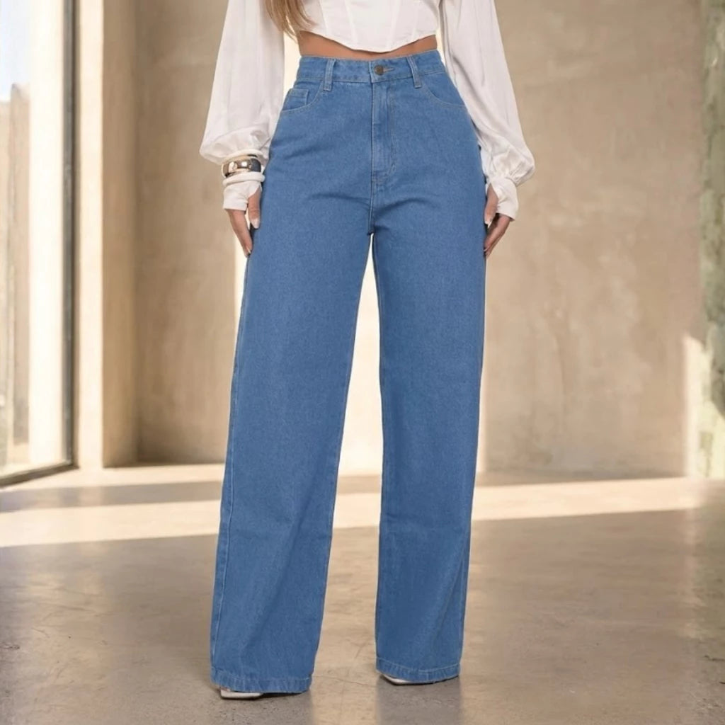 Wide Leg Jeans Premium Cintura Alta Feminina - imagem 9