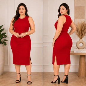 Vestido Luna™ Midi Canelado com Fenda Lateral - imagem 7