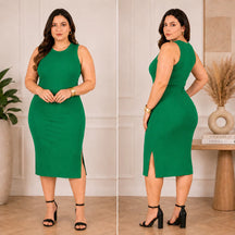 Vestido Luna™ Midi Canelado com Fenda Lateral - imagem 12