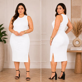 Vestido Luna™ Midi Canelado com Fenda Lateral - imagem 5