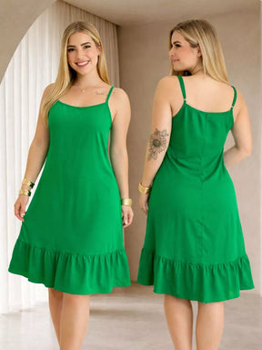 Detalhe da alcinha regulável do vestido feminino soltinho