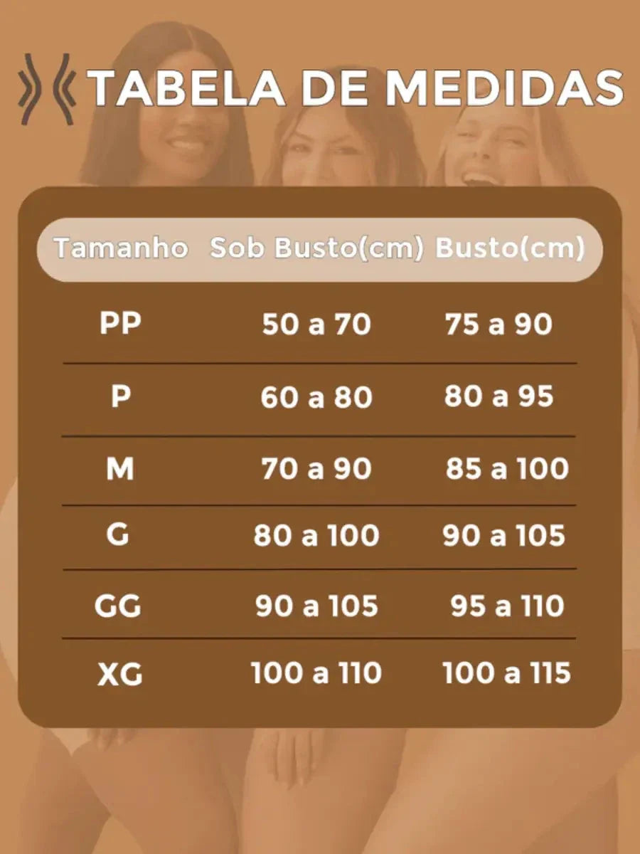 Tabela de Tamanhos Sutiã Modelador Libelle (Compre 1 Leve 3) - Máxima sustentação e conforto