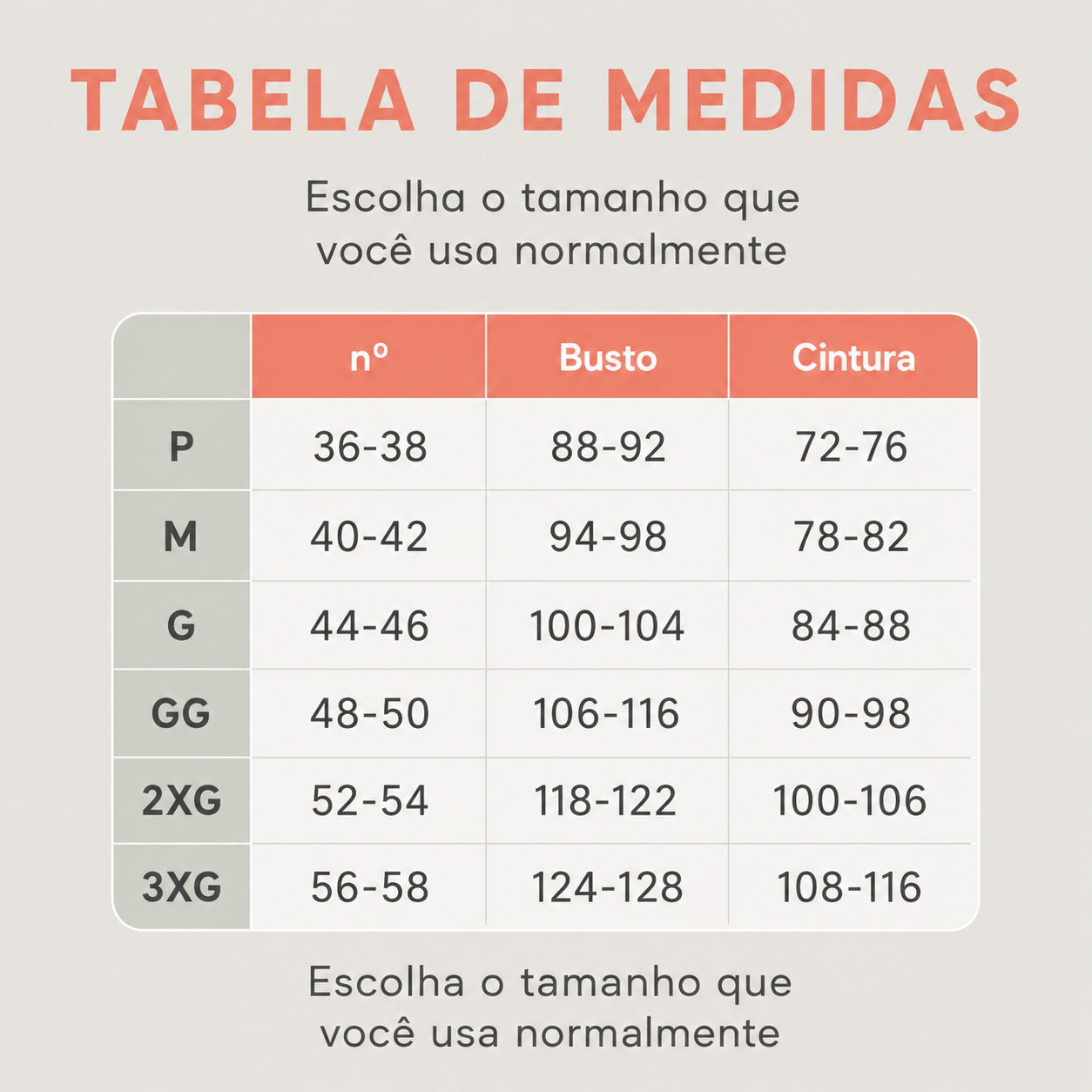 Tabela de Tamanhos Body Modelador Comfort Shape Feminino - Compre 1 Leve 3